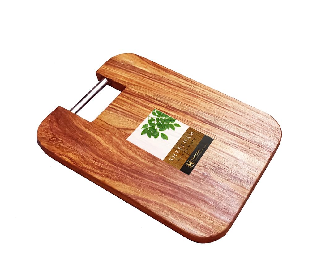 Hutson Sheesham Wood Cutting Board 15 Inch with Handle & Juice Groove – Wooden Chopping Board for Kitchen, Meat, Vegetables, Charcuterie & Serving Board