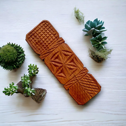 Handcrafted Sheesham Wood Thekua Mould - Traditional Wooden Sancha/Agrauta for Chhath Puja - Premium Khajoor Maker & Biscuit Press for Authentic Bihari Delicacies (Thekua-10 * 3.5)