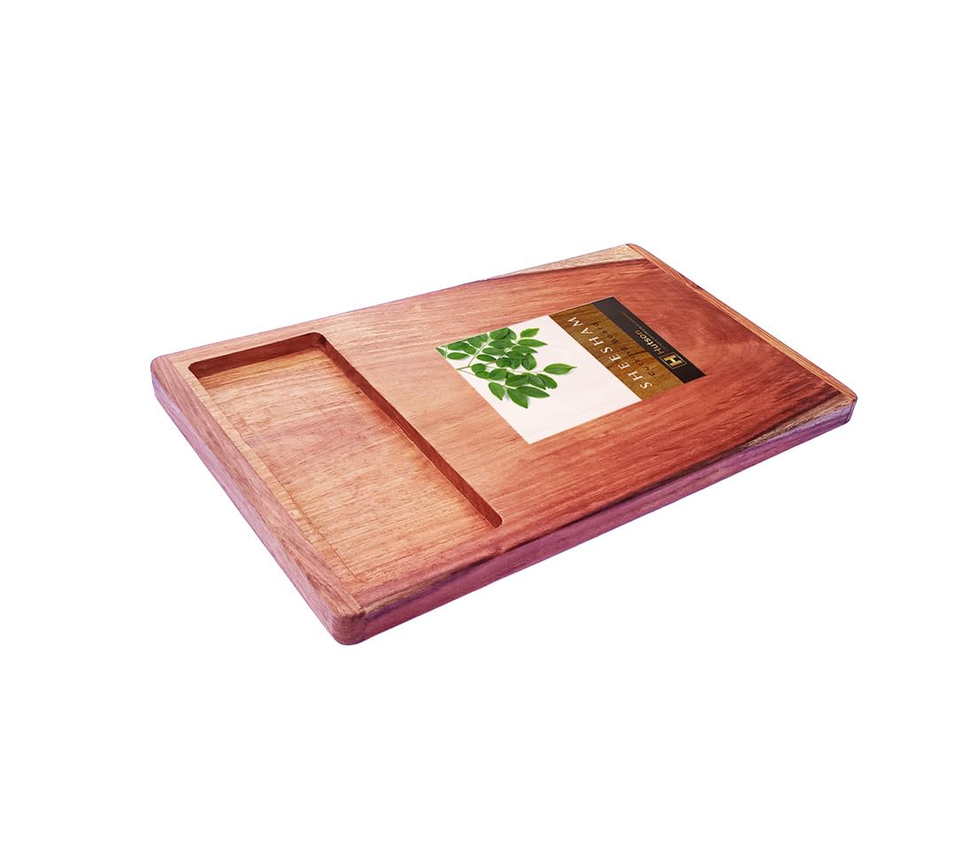 Hutson Sheesham Wood Cutting Board 16 Inch Prep Board with Bowl Slot – Reversible Wooden Chopping Board