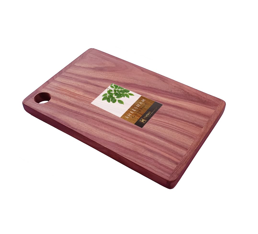 Hutson Natural Sheesham Wood Antibacterial & Reversible Kitchen Chopping Board 1 inch Thick – Anti-Skid, Knife-Friendly (Extra Thick - 15x10)