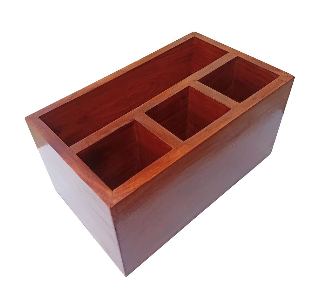 Hutson Sheesham Wood Spoon Stand for Dining Table Stand / Cutlery Holder / Caddy / Organizer Stand Wooden cutlery holder for kitchen
