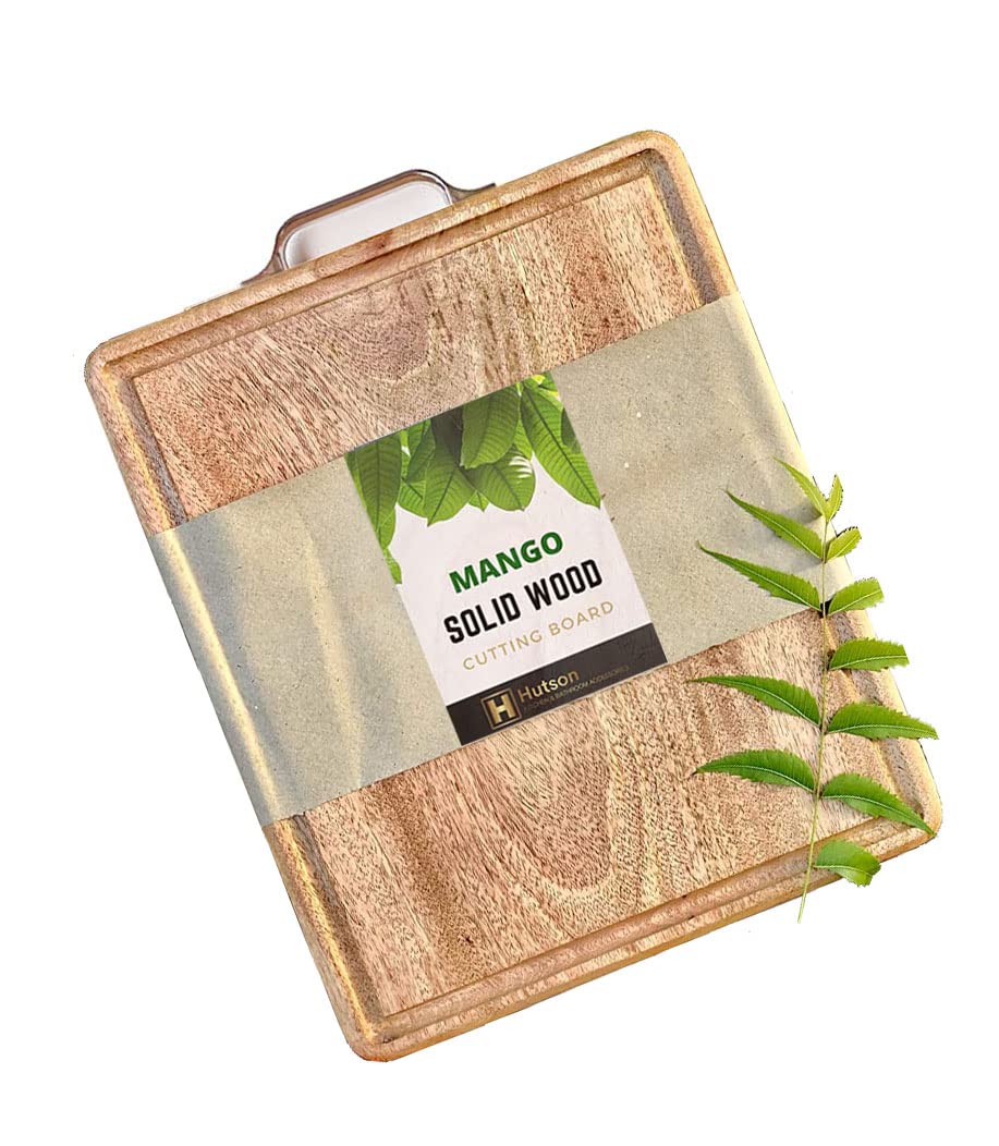 Hutson Sheesham Wood Cutting Board 16 Inch Prep Board with Bowl Slot – Reversible Wooden Chopping Board