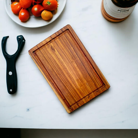 Sheesham Wood Chopping Board with Juice Groove - Cutting Board for Kitchen & Dining - Natural & Heavy Duty (15" x 10" x 1")