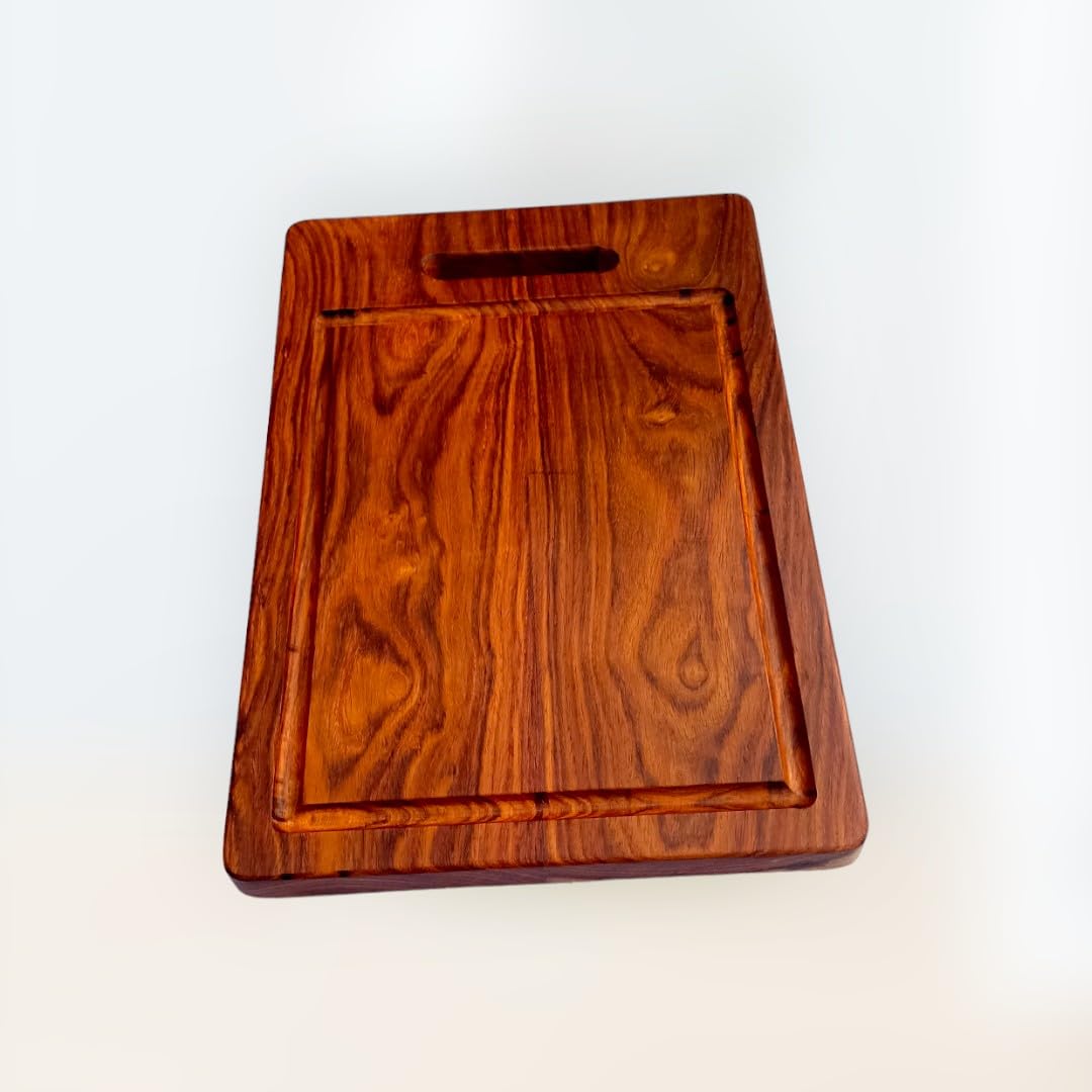 Hutson Sheesham Wood Cutting Board 15 Inch with Handle & Juice Groove – Wooden Chopping Board for Kitchen, Meat, Vegetables, Charcuterie & Serving Board