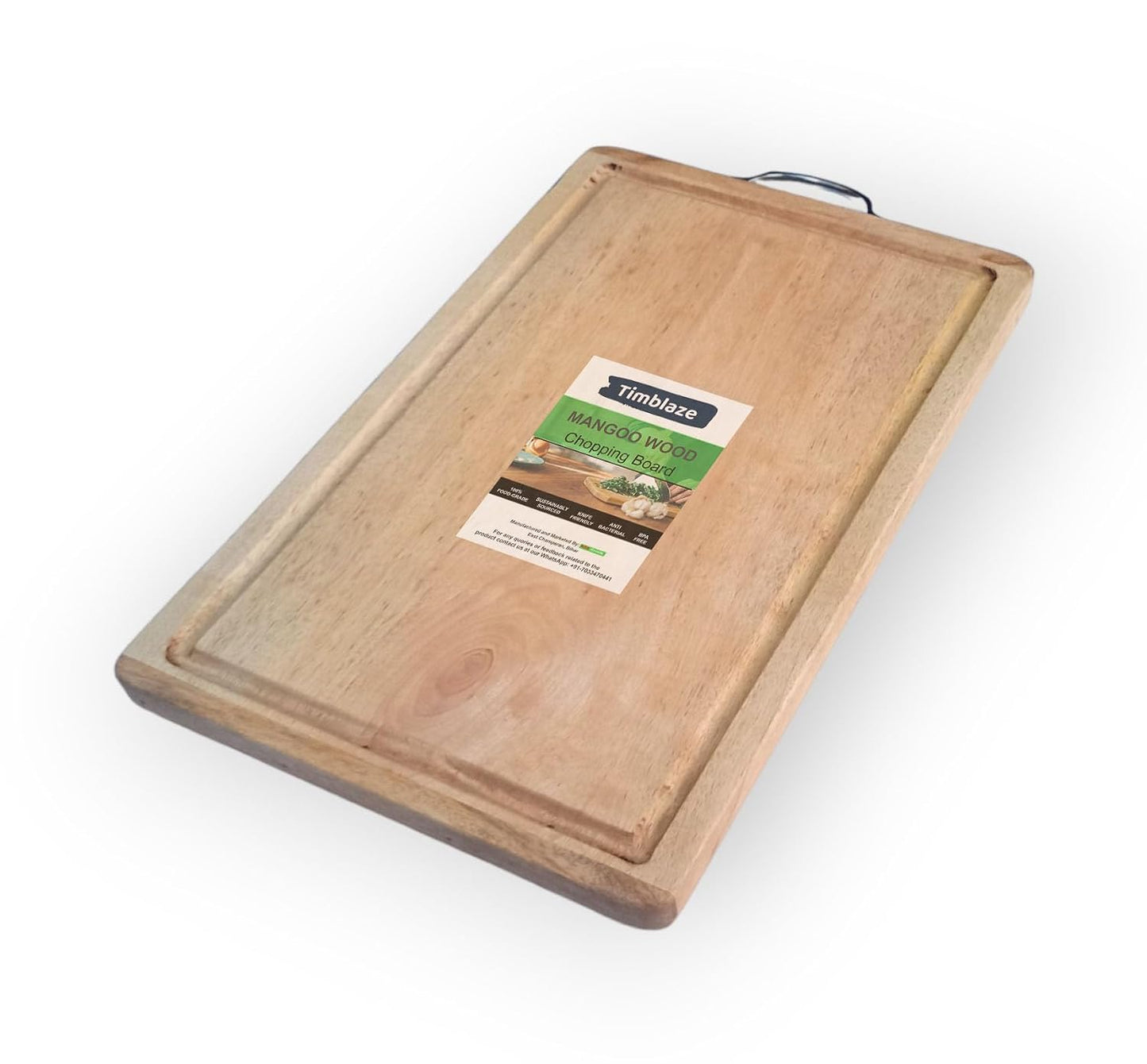 Anti-Bacterial Single Piece Solid Mango Wood Chopping/Cutting Board - Reversible - No Polish No Dyes Heavy Duty, Natural Finish (Mango XXL - Juice Grove) (18"x12"x1")