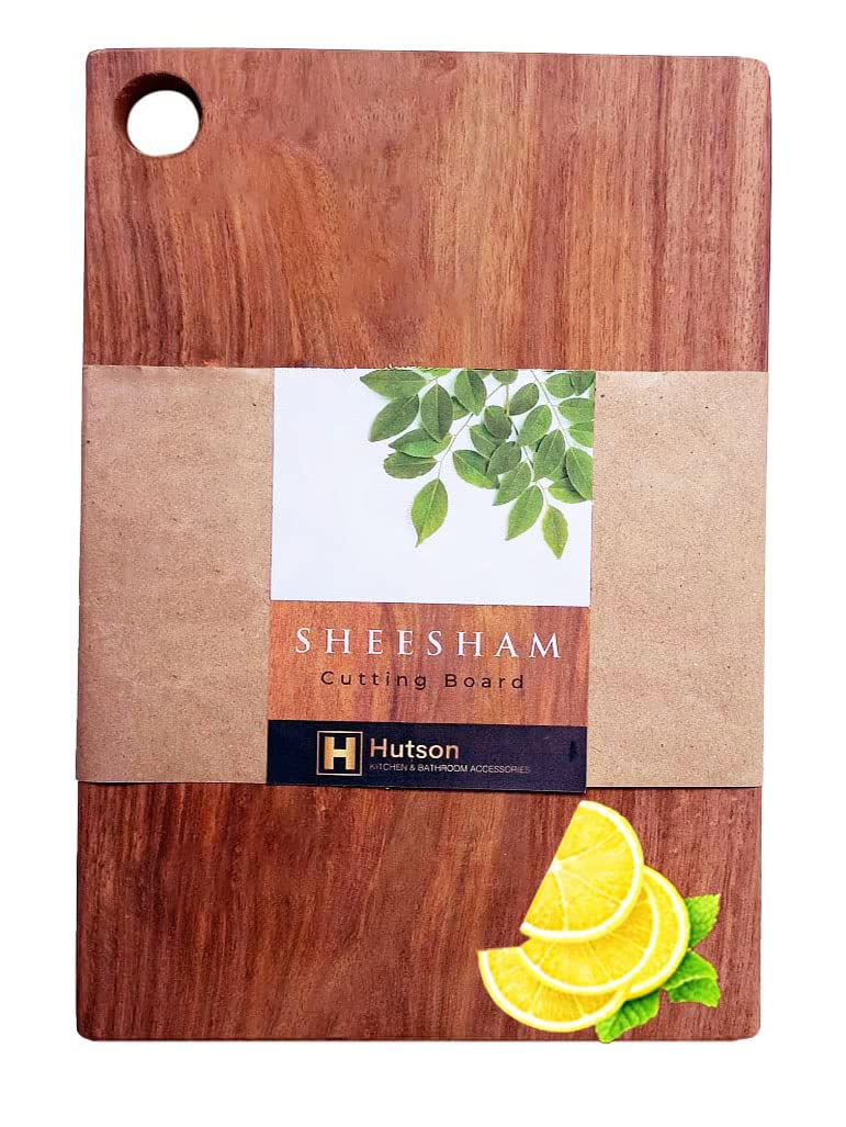 Hutson Solid Teak Wood Cutting Board 18 x 11 Inch with Reinforced Edge Strips – Heavy Duty Wooden Chopping Board