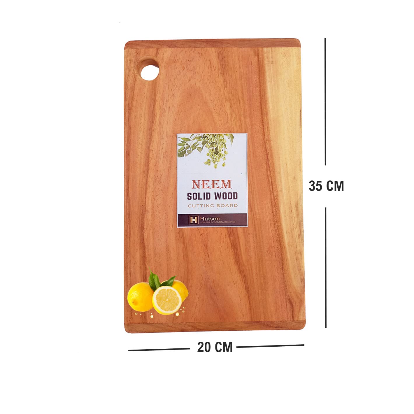 Hutson Natural Neem Wood Handmade, Antibacterial & Reversible Chopping Board (14 x 8)