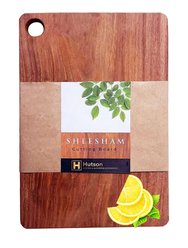 Hutson Natural Sheesham Wood Antibacterial & Reversible Kitchen Chopping Board 1 inch Thick – Anti-Skid, Knife-Friendly (Extra Thick - 15x10)