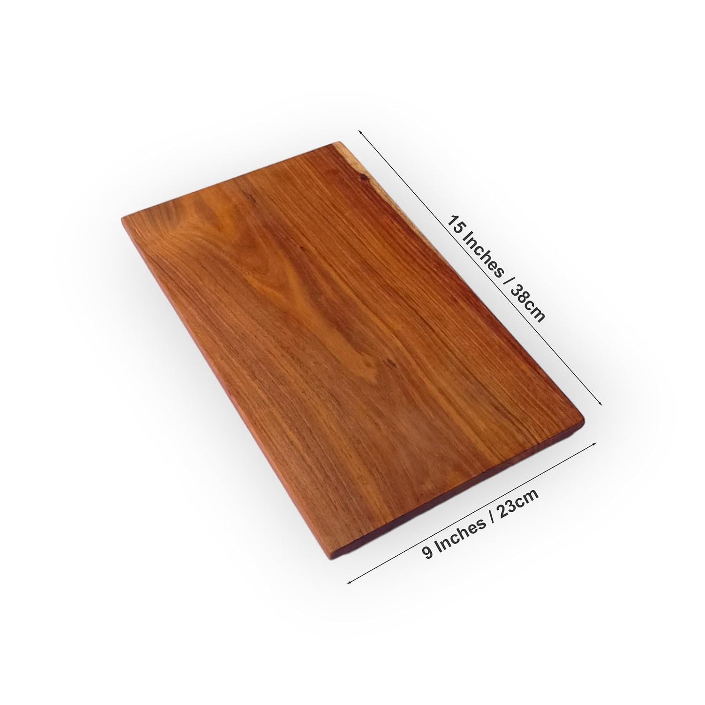 Teak Wood Chopping Board - Premium Solid Block, Large 15x9 Inches - Durable Kitchen Essential for Chopping, Cutting, and Carving - Moisture-Resistant(L)