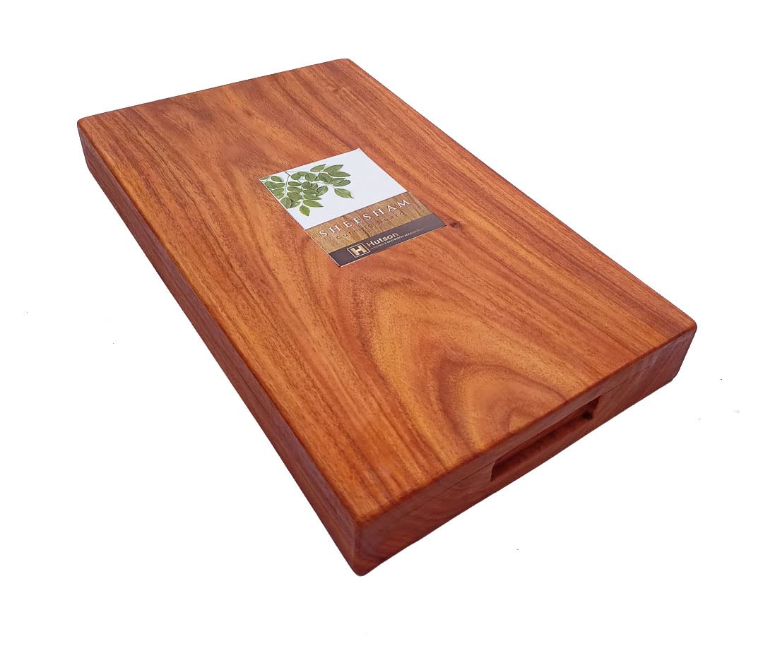 Hutson Natural Sheesham Wood Antibacterial & Reversible Kitchen Chopping Board 1 inch Thick – Anti-Skid, Knife-Friendly (Extra Thick - 15x10)