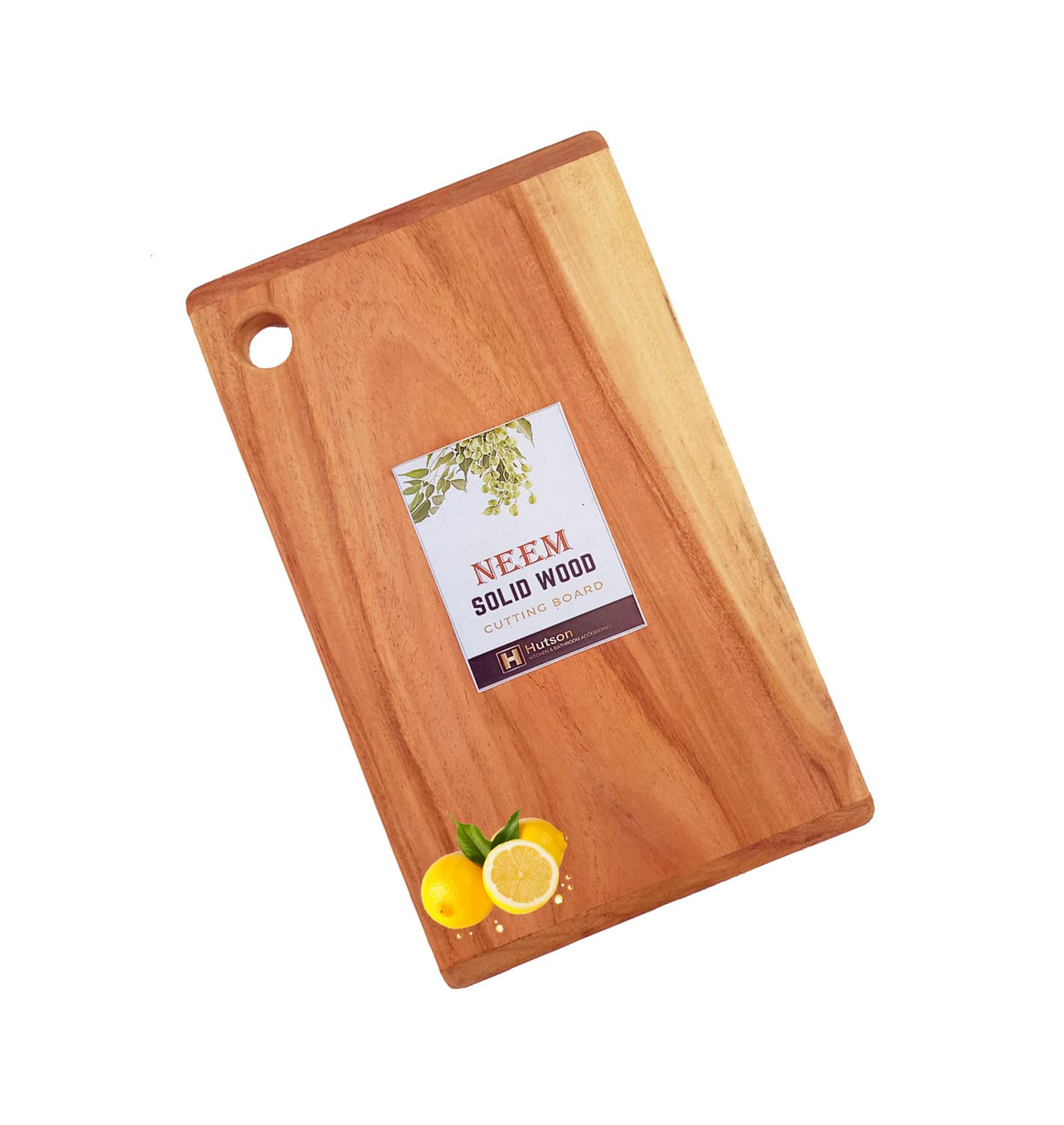 Hutson Natural Neem Wood Handmade, Antibacterial & Reversible Chopping Board (14 x 8)