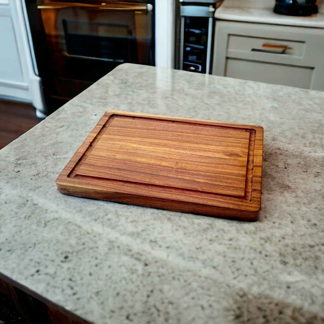 Sheesham Wood Chopping Board with Juice Groove - Cutting Board for Kitchen & Dining - Natural & Heavy Duty (15" x 10" x 1")