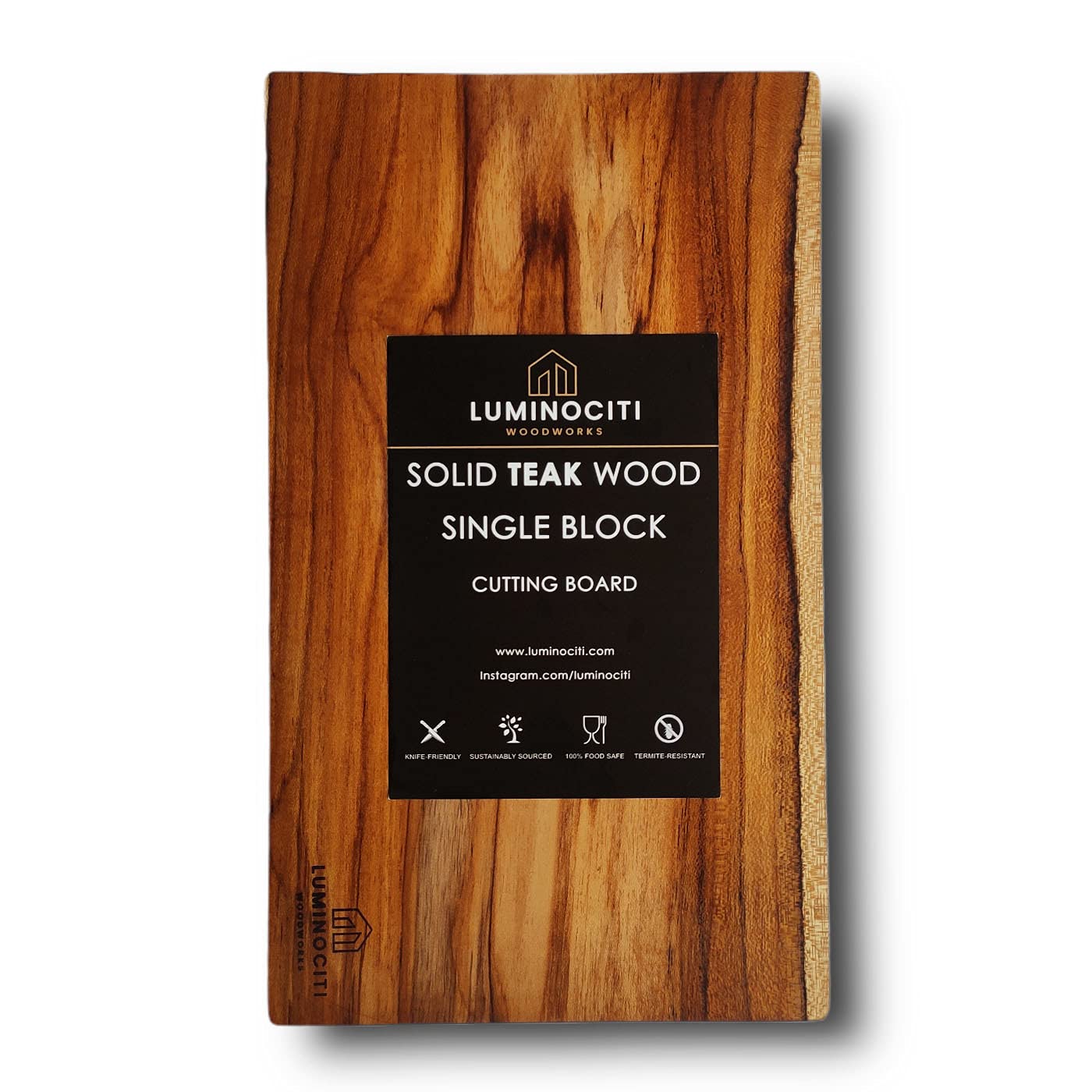 Single Solid Block Teak Wood Chopping/Cutting Board with 6 Months Warranty (Extra Large - 18"x11"x1")