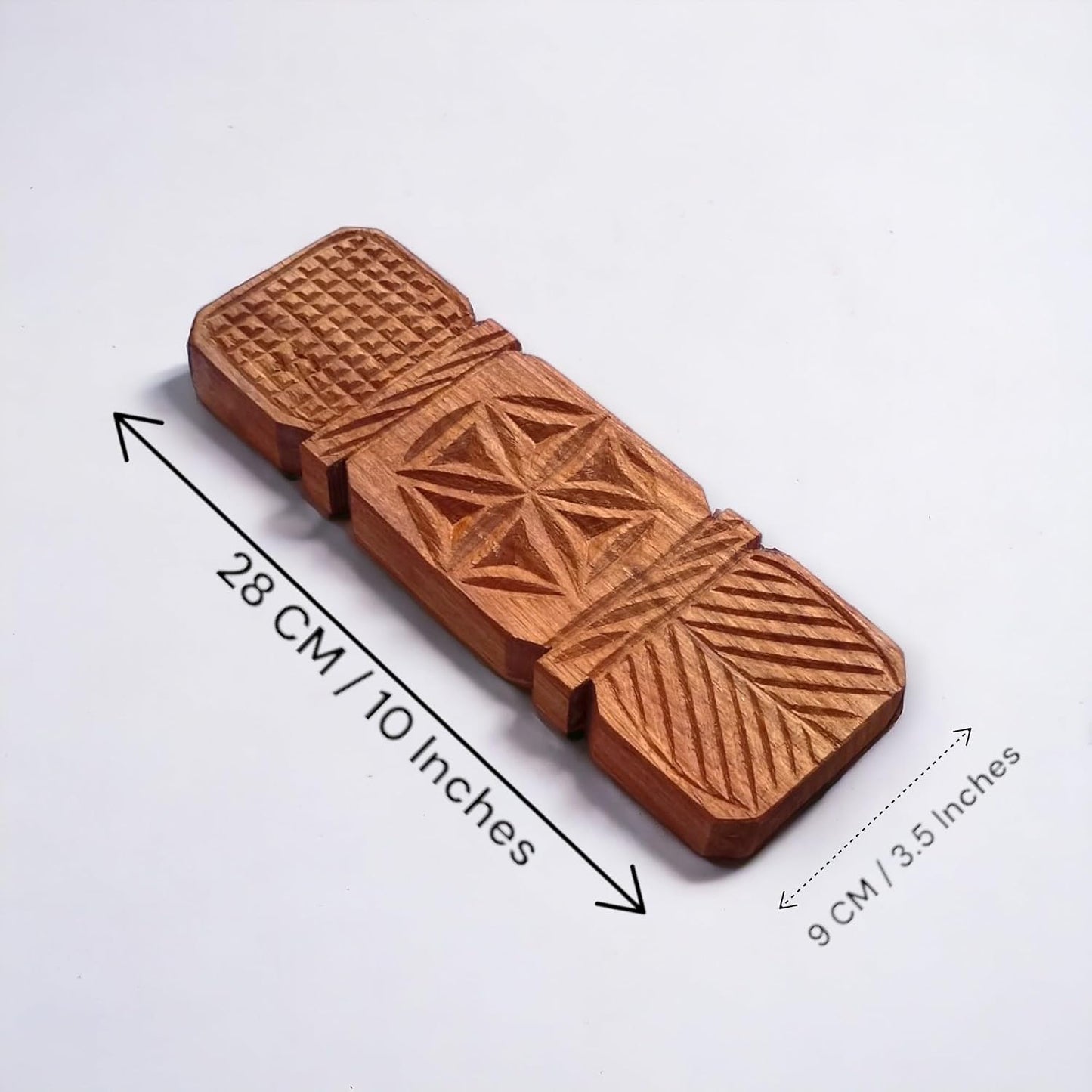 Handcrafted Sheesham Wood Thekua Mould - Traditional Wooden Sancha/Agrauta for Chhath Puja - Premium Khajoor Maker & Biscuit Press for Authentic Bihari Delicacies (Thekua-10 * 3.5)