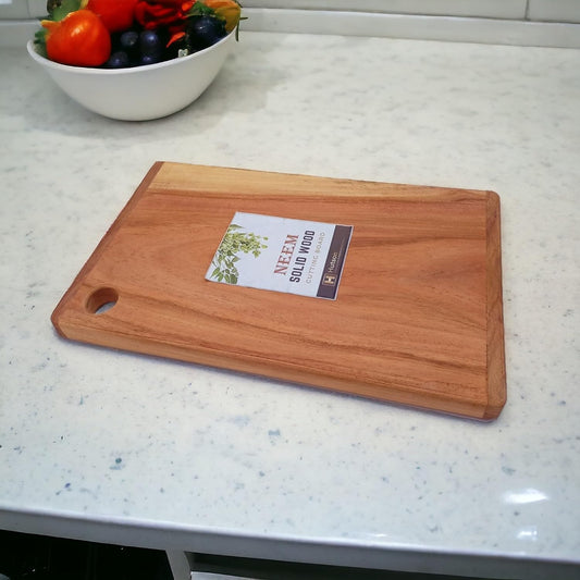 Hutson Natural Neem Wood Handmade, Antibacterial & Reversible Chopping Board (14 x 8)