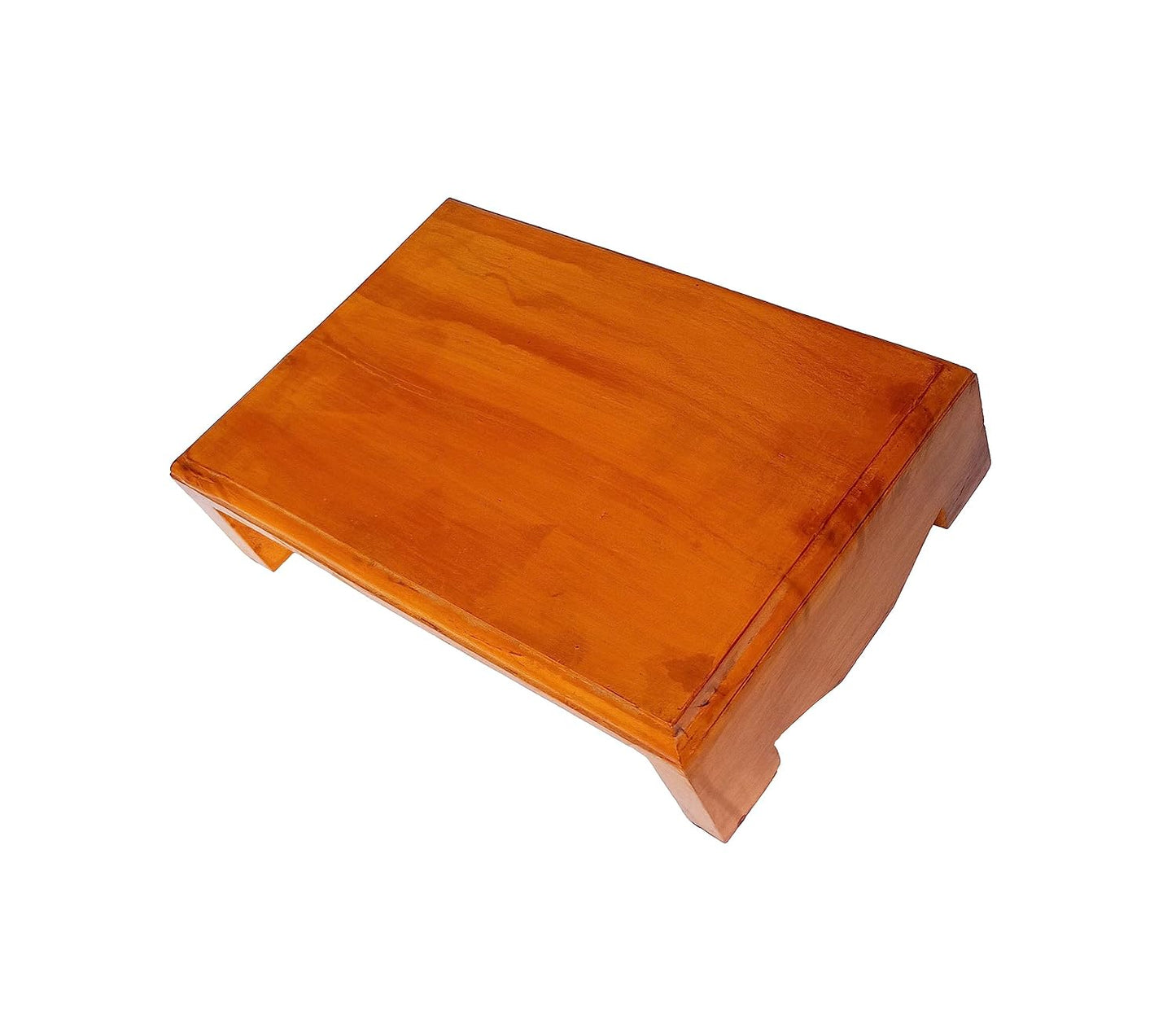 Hutson Handmade Wooden Puja Chowki | Sitting Patta | Bajot | Asana Table – 11x7x3 Inch | Solid Neem/Ghamhari Wood | Heavy-Duty, 200 KG Load Capacity | Glossy Finish