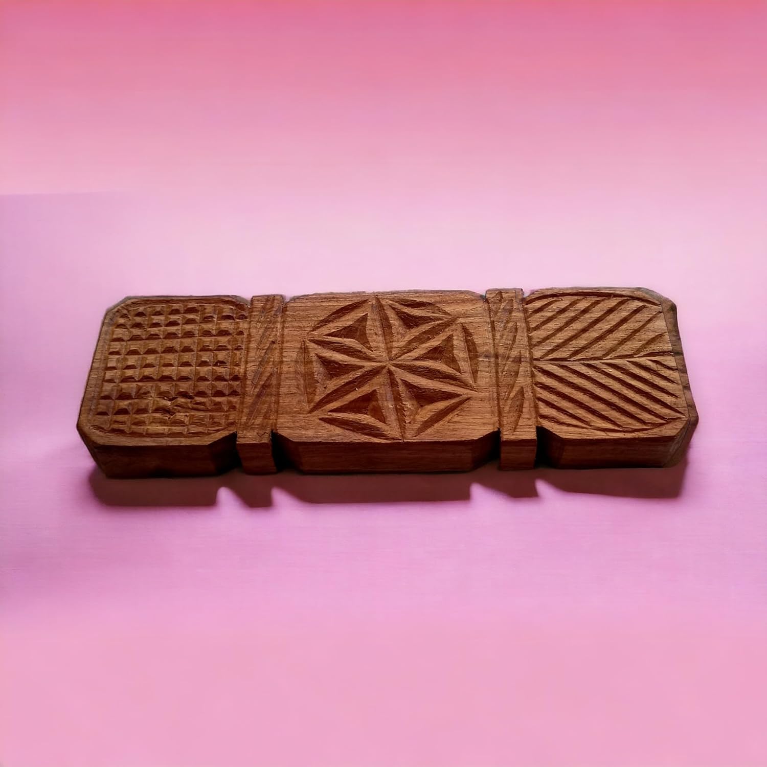 Handcrafted Sheesham Wood Thekua Mould - Traditional Wooden Sancha/Agrauta for Chhath Puja - Premium Khajoor Maker & Biscuit Press for Authentic Bihari Delicacies (Thekua-10 * 3.5)