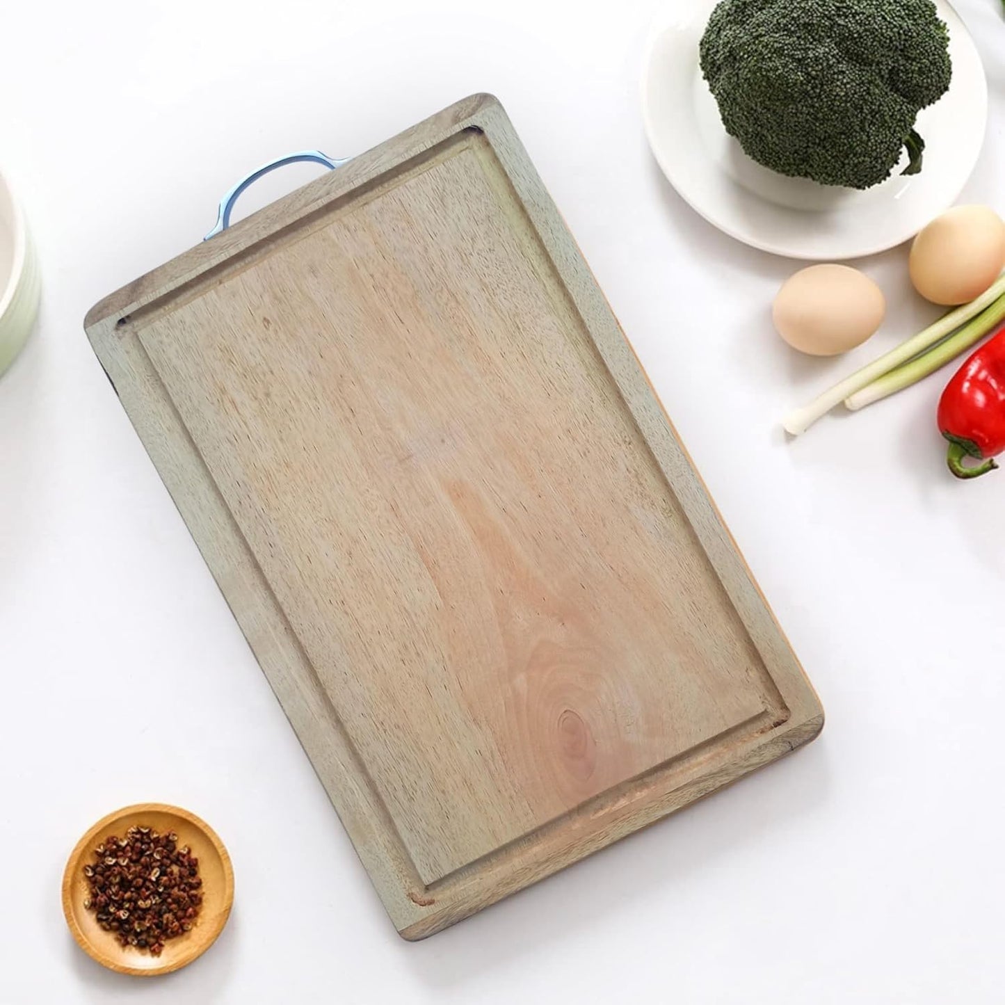 Anti-Bacterial Single Piece Solid Mango Wood Chopping/Cutting Board - Reversible - No Polish No Dyes Heavy Duty, Natural Finish (Mango XXL - Juice Grove) (18"x12"x1")