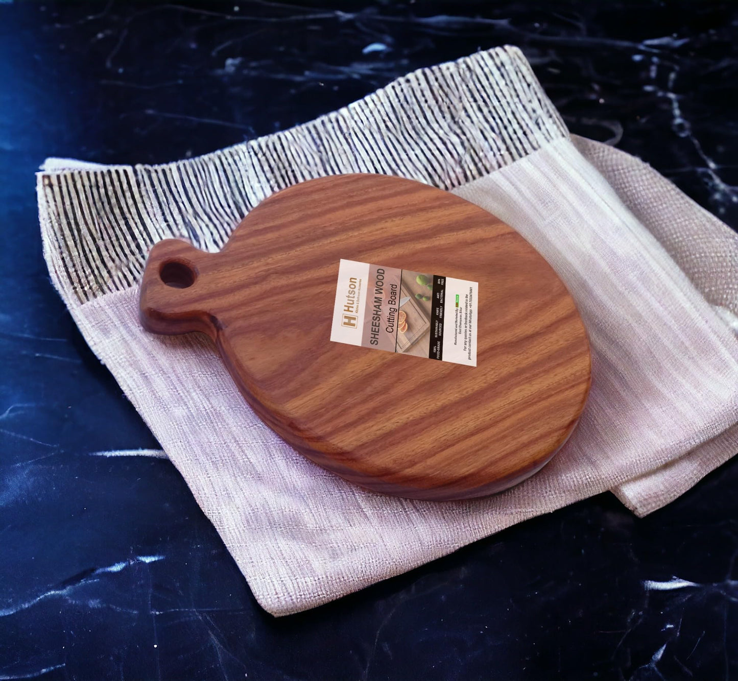 Hutson Natural Sheesham Wood Antibacterial & Reversible Kitchen Chopping Board 1 inch Thick – Anti-Skid, Knife-Friendly (Extra Thick - 15x10)