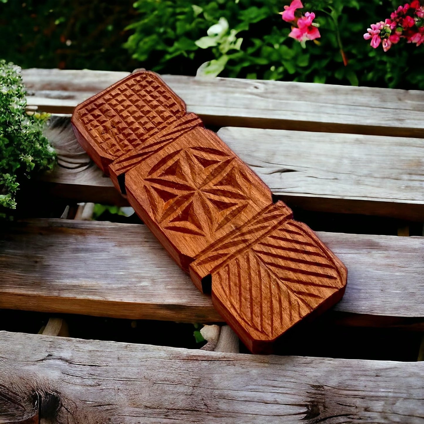 Handcrafted Sheesham Wood Thekua Mould - Traditional Wooden Sancha/Agrauta for Chhath Puja - Premium Khajoor Maker & Biscuit Press for Authentic Bihari Delicacies (Thekua-10 * 3.5)