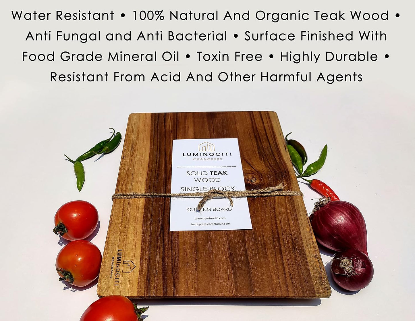 Single Solid Block Teak Wood Chopping/Cutting Board with 6 Months Warranty (Extra Large - 18"x11"x1")