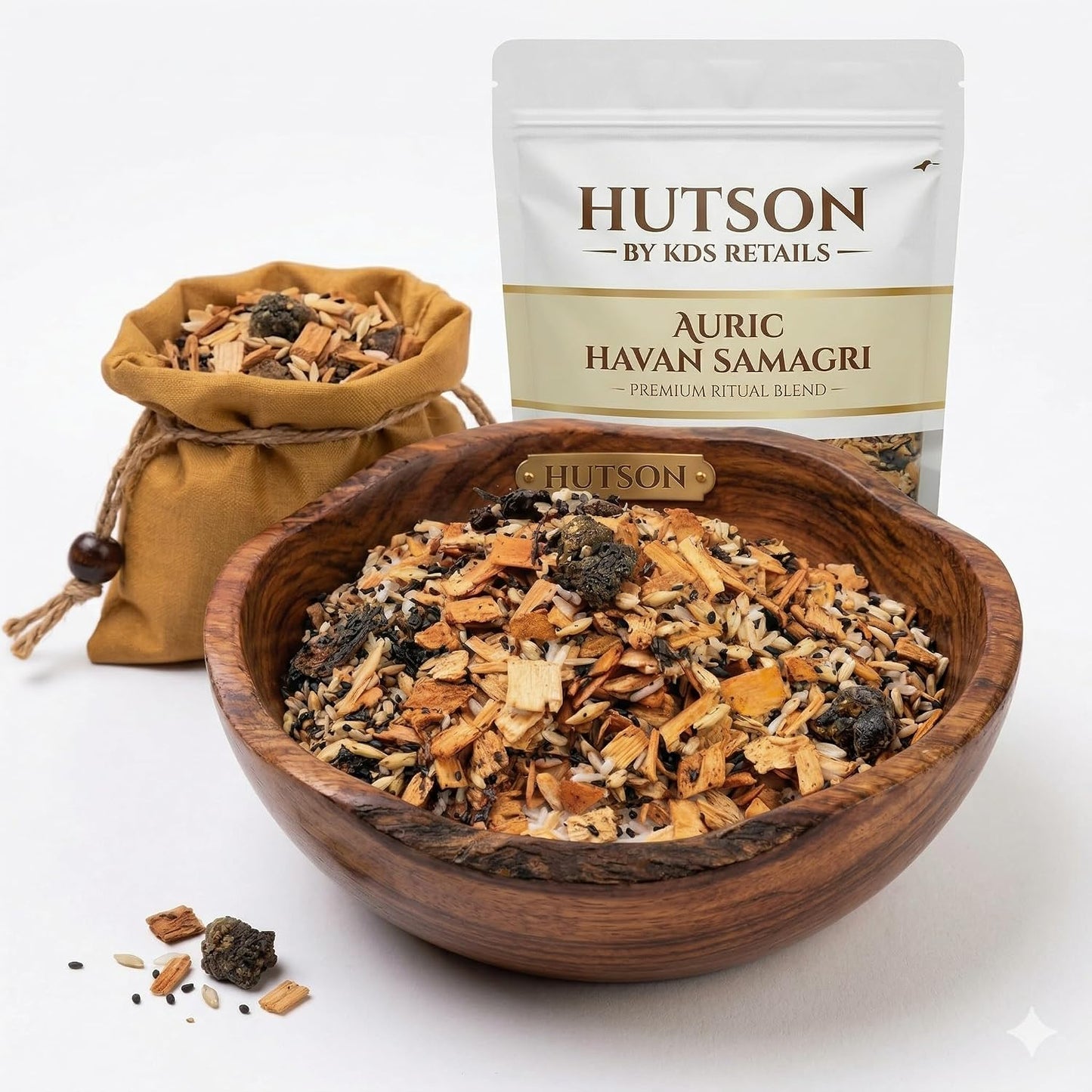 Hutson Wood Puja Hawan Samagri/Dhoop/Humad for Pooja and Havan (Auric Mix (1 KG))