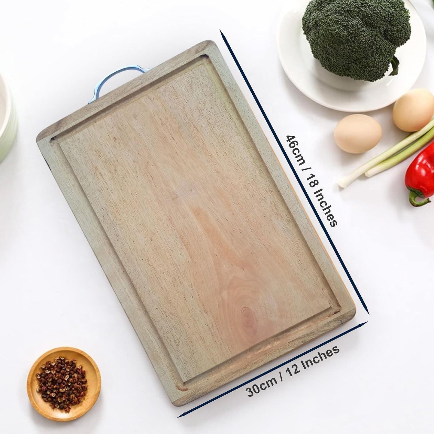 Anti-Bacterial Single Piece Solid Mango Wood Chopping/Cutting Board - Reversible - No Polish No Dyes Heavy Duty, Natural Finish (Mango XXL - Juice Grove) (18"x12"x1")