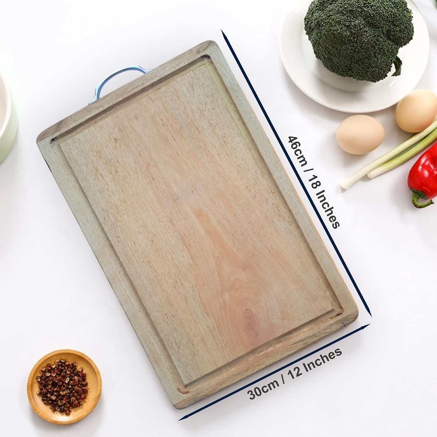 Anti-Bacterial Single Piece Solid Mango Wood Chopping/Cutting Board - Reversible - No Polish No Dyes Heavy Duty, Natural Finish (Mango XXL - Juice Grove) (18"x12"x1")